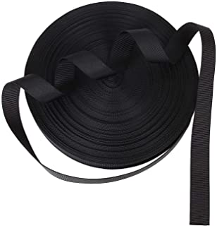 1 Inch Heavy Duty Polyester Webbing 50 Yards Black Strapping Webbing, Heavy Climbing Flat Strap, Great for Dog Leash, Collars, Seat Belt, Backpack Handles, Halters, Sporting Gear