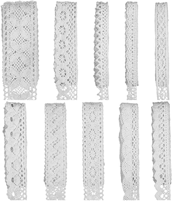 cotton Lace Ribbons, 15-Yard Rolls (White, 0.5 and 0.7 in Wide, 2-Pack) LACE RIBBON TRIM: Make your party and special events stand out with these lovely crochet lace ribbon to craft and create handmade decorations, centerpieces, and fabric designs
