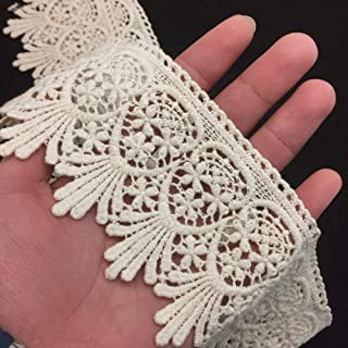 Cotton Lace Trim Width: 0.39-0.98 inches Thickness: about 0.0225 inches Packaging: 30 yards in total (6 patterns each 5 yards) You can cut them into any length as you like, and the length is enough for general decorations