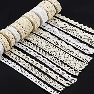 40 Yards Lace Trim Vintage Lace Ribbon Crochet Lace Scalloped Edge for Bridal Wedding Decoration Christmas Package DIY Sewing Craft Supply, 5 Yards Each, 8 Styles
